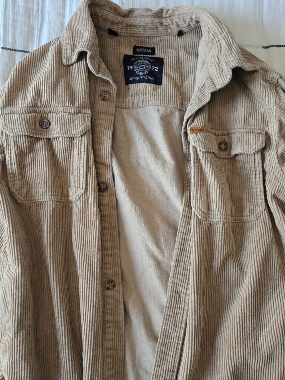 Buffalo David Bitton Beige Corduroy Shirt Jacket Shacket – Established 1972 Pric